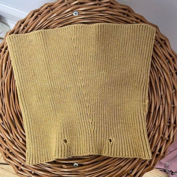Vetta The Cropped Cable Knit Sweater Ochre Tan Xs Reversible Convertible Xsmall - Picture 4 of 9